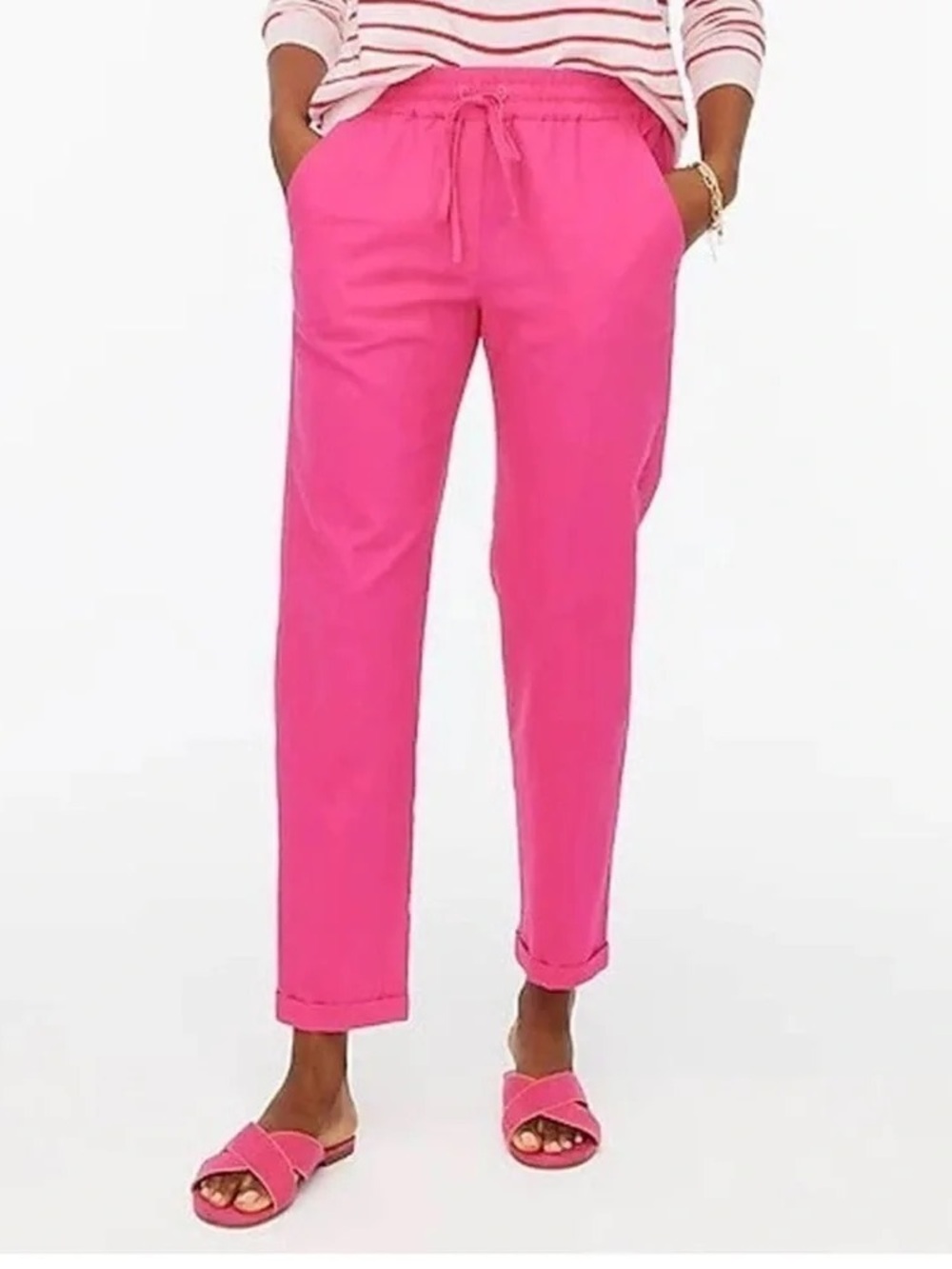 J Crew Linen-cotton Blend Drawstring Pant